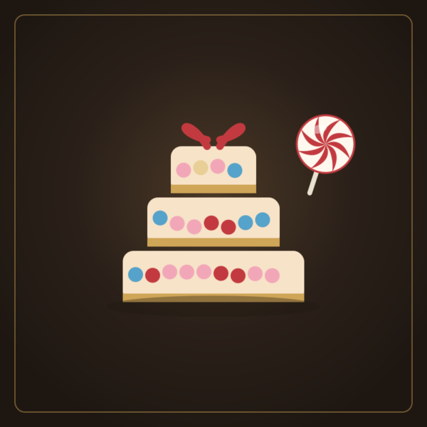 Illustration d'un petit gâteau de bonbons et d'une sucette