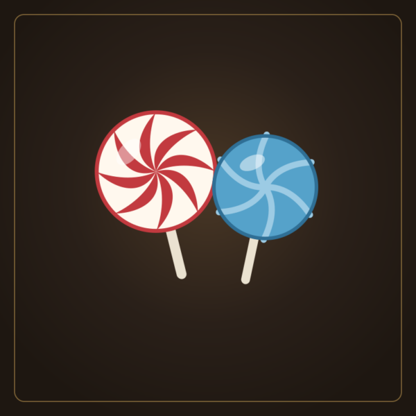 Illustration de deux sucettes torsadées, une rouge et une bleue